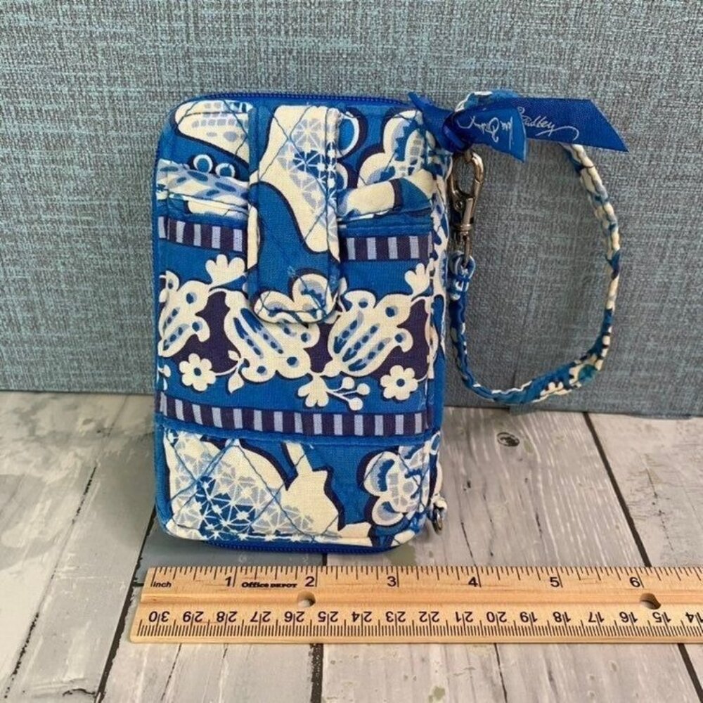 Vera Bradley Small Zippered Wallet in Blue and White